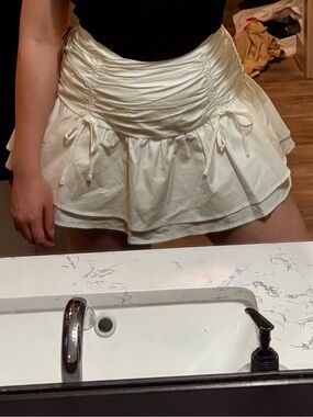 White Tiered Ruffle Mini Skirt